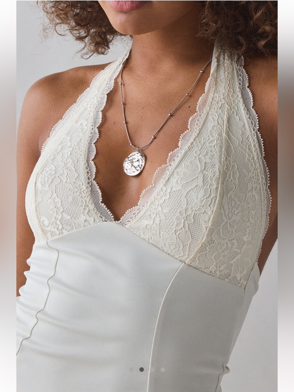 Urban Outfitters Luna Lace Halter Top Ivory Small NWT